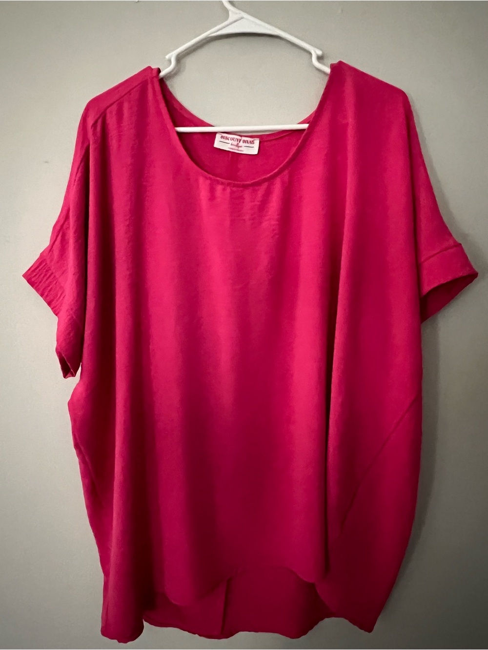 Discount Diva Hot Pink Dolman Sleeve Scoop Neck Tunic